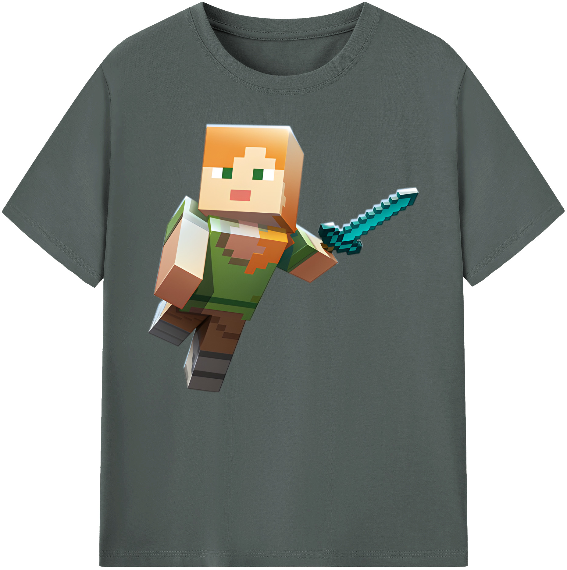 （画像用） マインクラフト ブロックの世界 Minecraft MC Block world 綿100％ メンズ半袖Tシャツ｜肌触りやわらか＆通気性